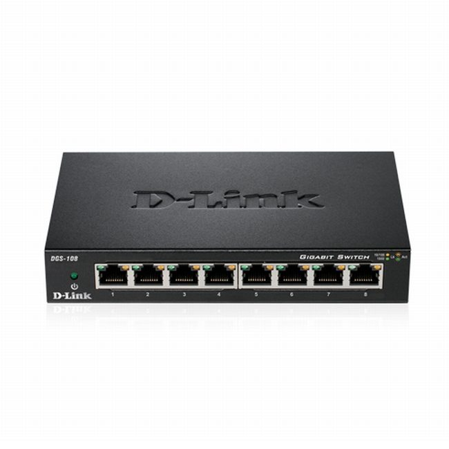 D-Link 8-портов 10/100/1000 Gigabit комутатор с метален корпус за настолен монтаж