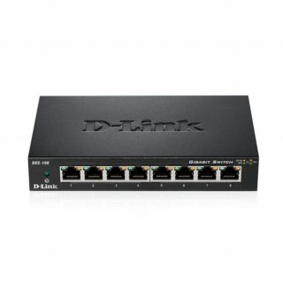 D-Link 8-портов 10/100/1000 Gigabit комутатор с метален корпус за настолен монтаж