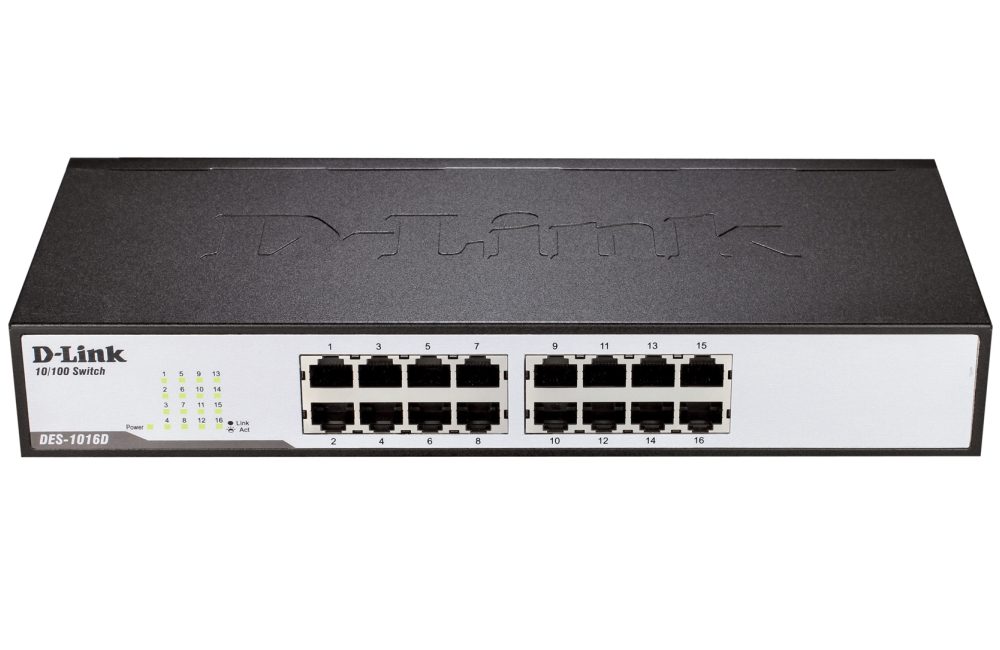 D-Link 16-Port 10/100Mbps Fast Ethernet Unmanaged Switch, rack mountable