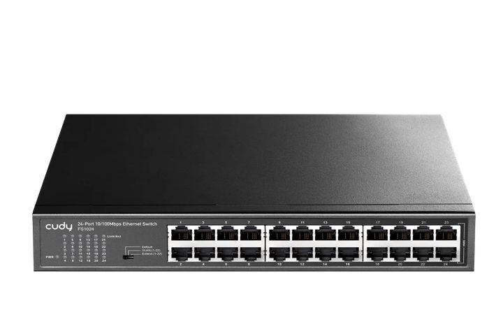 Cudy FS1024 24-портов 10/100 Mbps метален суич, 24 10/100 Mbps RJ45 порта, стоманен корпус за монтаж в rack