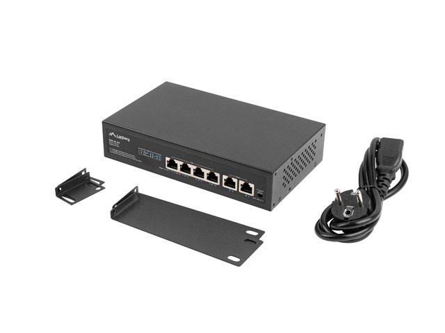 Lanberg комутатор 4x 100Mb PoE+/2x 100Mb неуправляем rack 10" 19" fast ethernet 60W