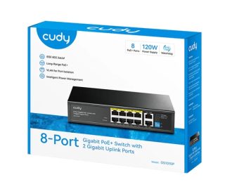 Cudy GS1010P 8-портов Gigabit PoE+ комутатор с 2 Gigabit Uplink порта 120W