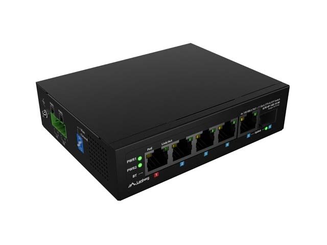 Lanberg Switch ILFE-4P-1GE-1S-90 PoE 1 x BT 3 x AT SFP/ETH DIN неуправляем Fast Ethernet