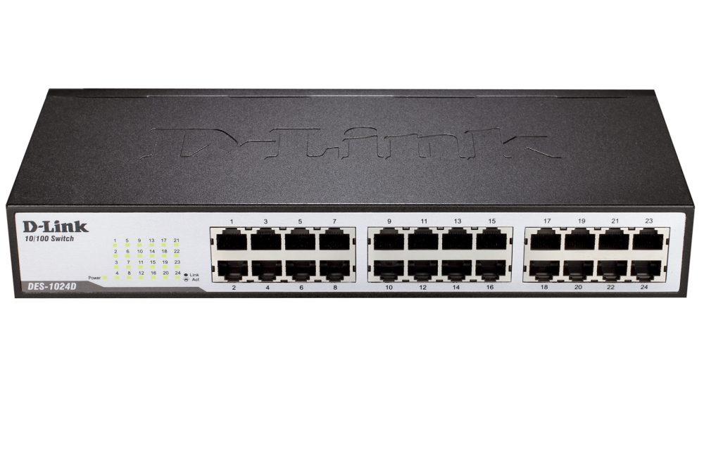 D-Link 24-портов 10/100Mbps Fast Ethernet неуправляем комутатор, rack mountable
