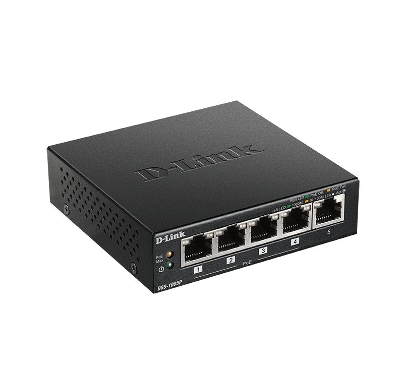 D-Link 5-портов настолен Gigabit PoE+ комутатор