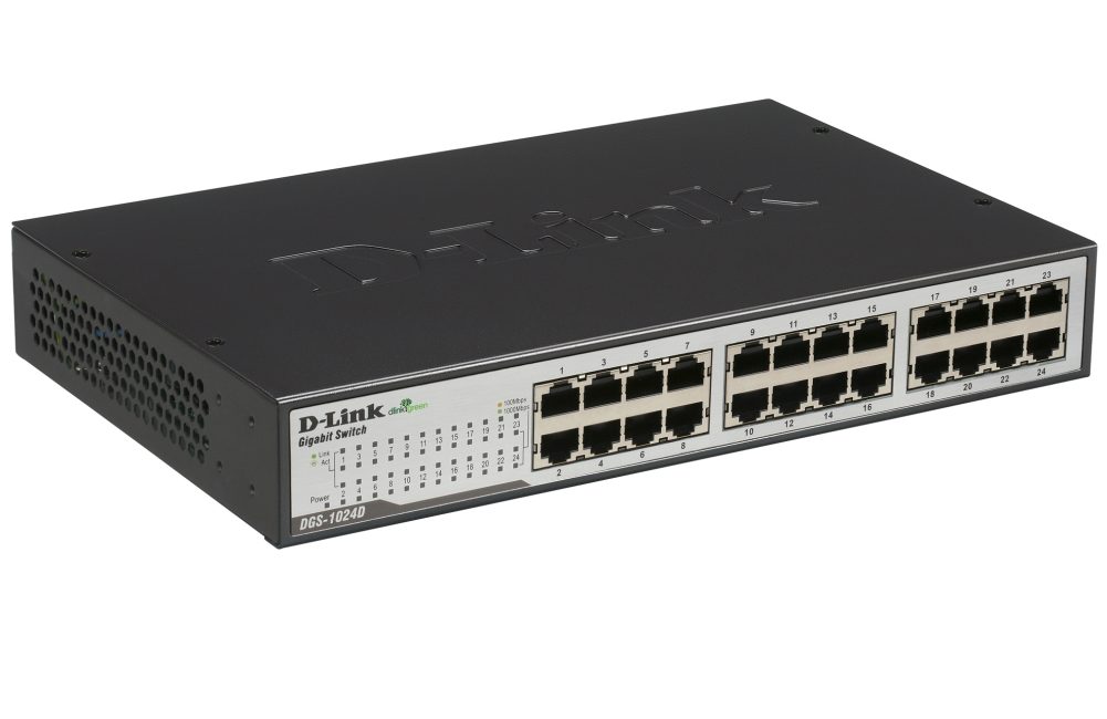 D-Link 24-портов 10/100/1000Mbps меден Gigabit Ethernet комутатор, за монтаж в rack