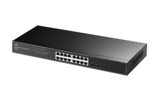 Cudy GS1016ES2 16-портов Gigabit Light Managed Switch с 2 SFP, 19 инча, 16 Gigabit RJ45 порта + 2 SFP слота, за монтаж в стойка, стоманен корпус