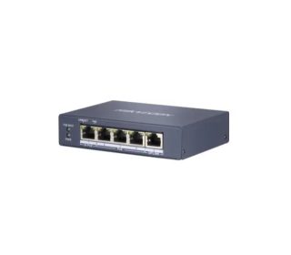 HikVision 4-портов Gigabit неуправляем POE суич, 3 x Gigabit PoE порта, 1 x Gigabit Hi-PoE порт и 1 x Gigabit RJ45 порт, общ PoE бюджет 60W, до 300 m дълго разстояние PoE предаване, 6 kV защита от пренапрежение
