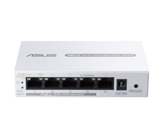 Asus Business 5Port Smart Managed Switch PoE+, ExpertWiFi EBP15, 4 ports PoE+, 60W, VLAN, QoS, Port Mirroring, wall mounting, White