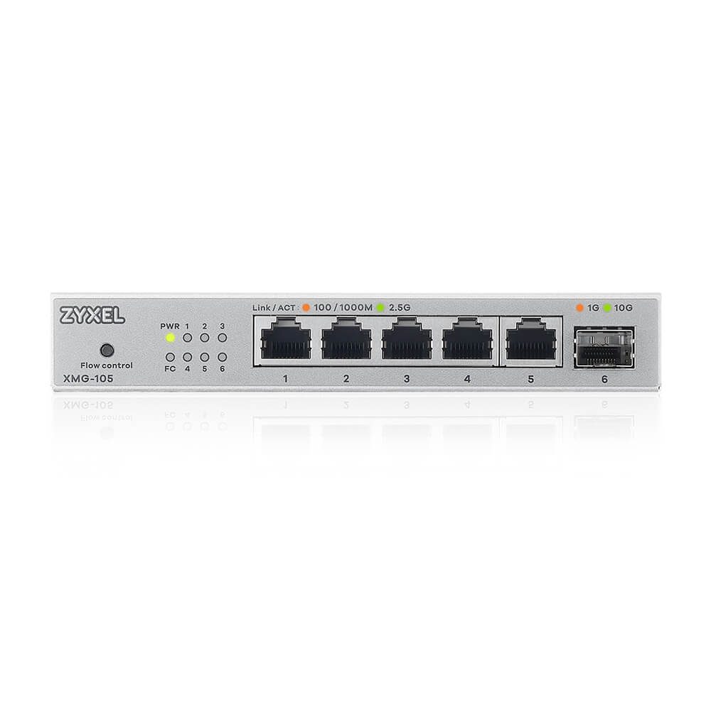 ZyXEL XMG-105 5 порта 2,5G + 1 SFP+ MultiGig неуправляем десктоп суич