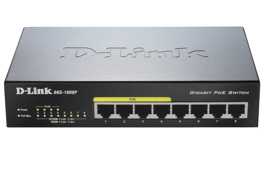 D-Link 8-портов 10/100/1000 настолен комутатор с 4 PoE порта
