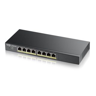 ZyXEL GS1900-8HP, 8-портов GbE L2 PoE интелигентен комутатор, 802.3at, настолен, без вентилатор, 70 вата