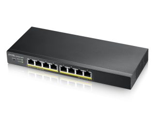 ZyXEL GS1915-8EP, 8-портов GbE PoE Smart хибриден режим суич, самостоятелен или NebulaFlex Cloud, 60 Watt 802.3at, настолен, без вентилатор