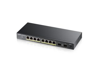 ZyXEL GS1100-10HP v2, неуправляем PoE 8x Gigabit, 2x Fiber Uplink, 120 Watt PoE