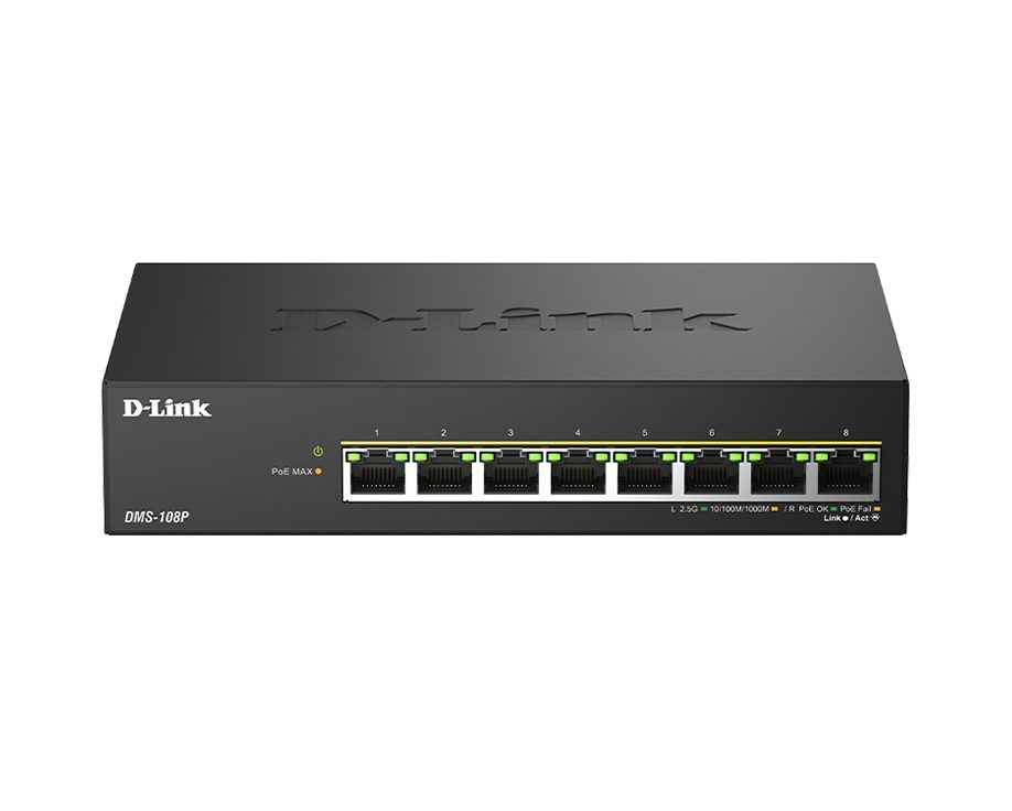 D-Link 8-портов 2.5G/MultiGig PoE неуправляем комутатор, метален