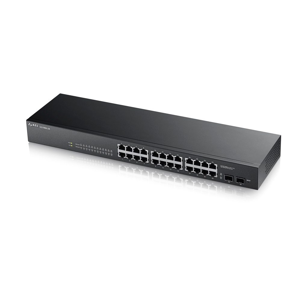 ZyXEL GS1900-24 v2, 24-портов GbE L2 Smart Switch, rackmount, без вентилатор