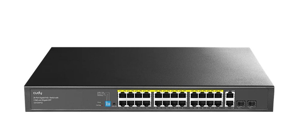 Cudy GS1026PS2 24-портов Gigabit PoE+ суич с 2 uplink Gigabit порта и 2 Gigabit SFP слота 300W