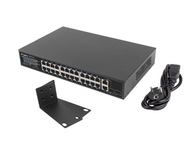 Lanberg комутатор 24x 100Mbps PoE+/2x combo rack 19" gigabit ethernet 360W v2