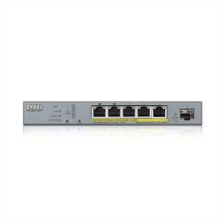 ZyXEL GS1350-6HP управляем комутатор за CCTV, 6 порта, дълъг обхват, 60W, 802.3bt