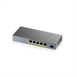 ZyXEL GS1350-6HP управляем комутатор за CCTV, 6 порта, дълъг обхват, 60W, 802.3bt