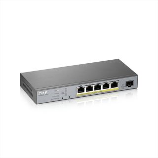 ZyXEL GS1350-6HP управляем комутатор за CCTV, 6 порта, дълъг обхват, 60W, 802.3bt