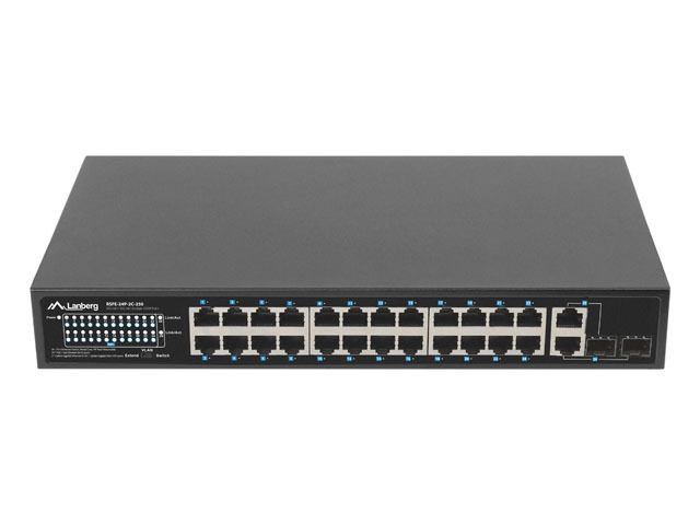 Lanberg суич 24 x 100MB POE+/2 x Combo Rack 19" Gigabit Ethernet, 250W