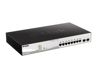 D-Link 10-портов Gigabit PoE+ Smart Switch с 2 SFP порта, PoE бюджет 130W