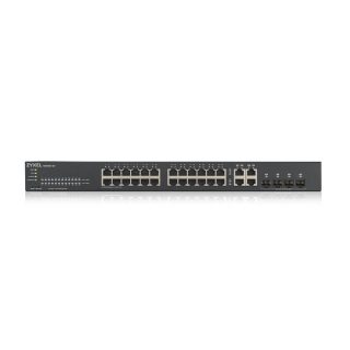 ZyXEL GS1920-24v2, 28 портов смарт управляем суич, 24x Gigabit медни и 4x Gigabit dual pers., хибриден режим, самостоятелен или NebulaFlex Cloud