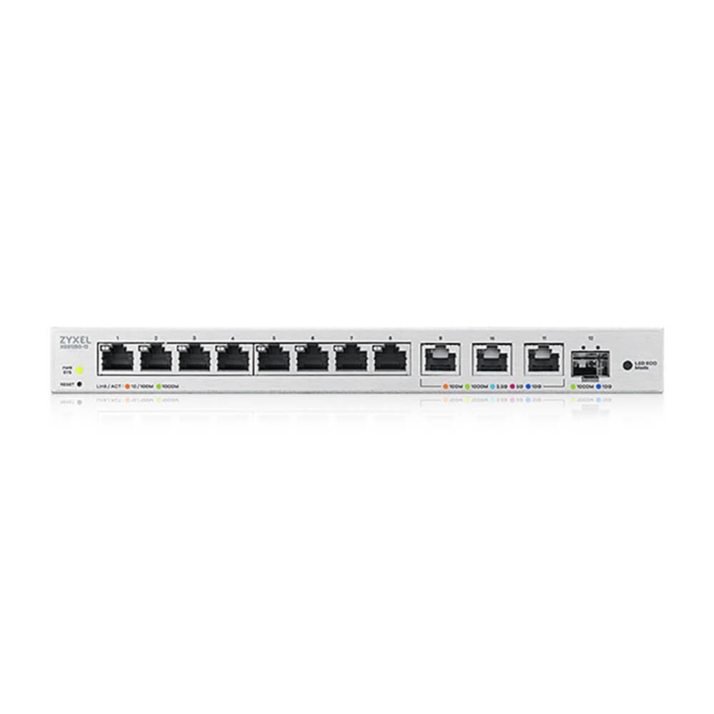 ZyXEL XGS1250-12 v2, 12-портов Gigabit web управляем комутатор за настолен монтаж с 8 порта 1G + 3 порта MultiGig 1/2.5/5/10G + 1 порт SFP+