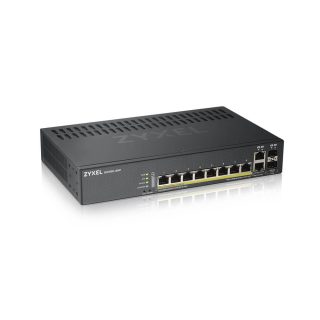 ZyXEL GS1920-8HPv2, 10-портов интелигентен управляем суич с 8x Gigabit медни и 2x Gigabit двойни портове, хибриден режим, самостоятелен или NebulaFlex Cloud, 130 W PoE, без вентилатор