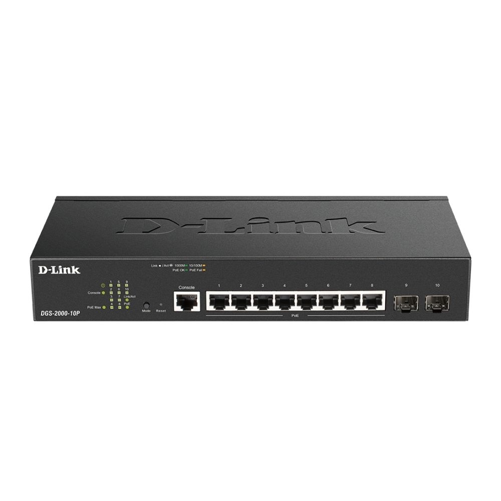 D-Link 8-портов Gbit PoE управляем суич, вкл. 2x SFP