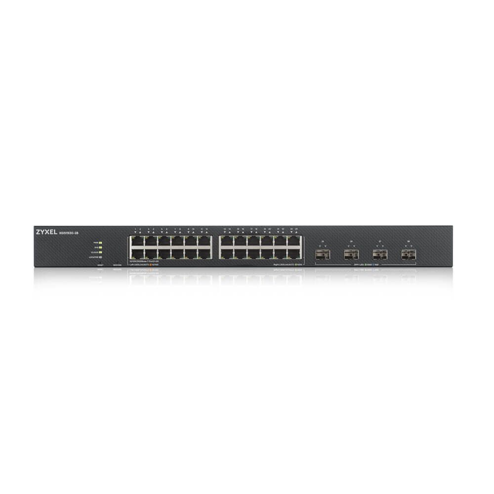 ZyXEL XGS1935-28, 28-портов Lite-L3 Smart Managed Switch, 24x Gigabit Copper и 4x 10G SFP+, хибриден режим, самостоятелен или NebulaFlex Cloud