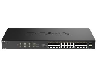 D-Link 24-портов десктоп Gigabit PoE суич с 2 x 100/1000Mbps Combo порта