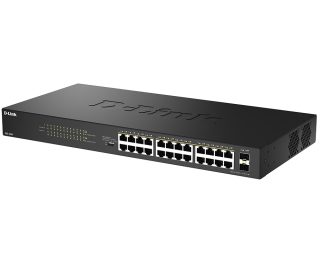 D-Link 24-портов десктоп Gigabit PoE суич с 2 x 100/1000Mbps Combo порта