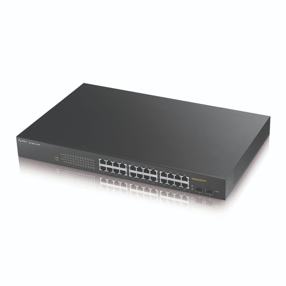 ZyXEL GS1900-24HP v2, 24-портов GbE L2 PoE + 2 x GbE SFP слота, Smart Switch, rackmount, 170 Watt