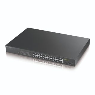 ZyXEL GS1900-24HP v2, 24-портов GbE L2 PoE + 2 x GbE SFP слота, Smart Switch, rackmount, 170 Watt