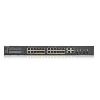 ZyXEL GS1920-24HPv2, 28 портов смарт управляем суич, 24x Gigabit медни и 4x Gigabit dual pers., хибриден режим, самостоятелен или NebulaFlex Cloud