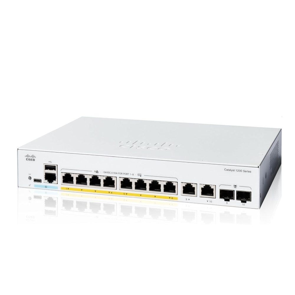 Комутатор, Cisco Catalyst 1200 8-port GE, Full PoE, 2x1G Combo
