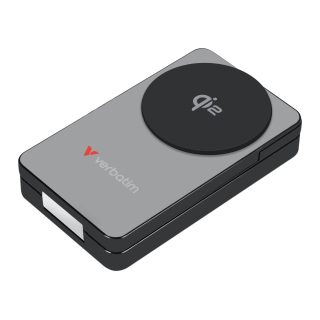 Verbatim Foldable 3-in-1 Qi2 Magnetic Wireless Power Bank 10000 mAh Grey