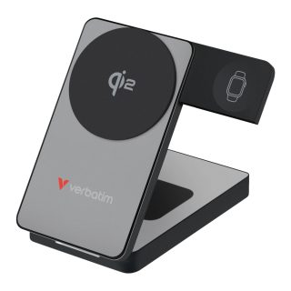 Verbatim Foldable 3-in-1 Qi2 Magnetic Wireless Power Bank 10000 mAh Grey