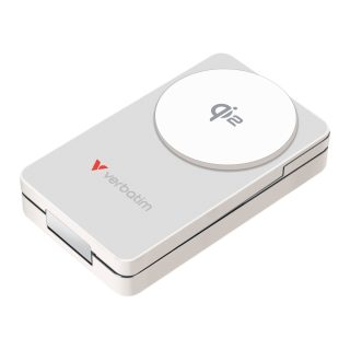 Verbatim Foldable 3-in-1 Qi2 Magnetic Wireless Power Bank 10000 mAh White