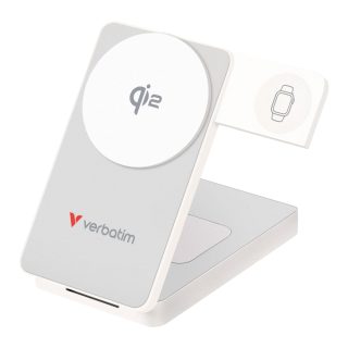 Verbatim Foldable 3-in-1 Qi2 Magnetic Wireless Power Bank 10000 mAh White