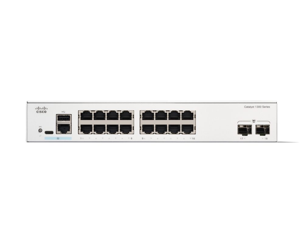 Cisco Catalyst 1300 16-портов GE, 2x1G SFP комутатор