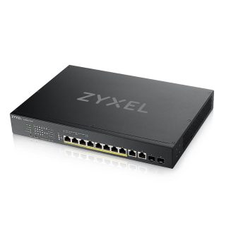 ZyXEL XS1930-12HP, 8-портов мулти-гигабитов умен управляван PoE суич 375Watt 802.3BT, 2 x 10GbE + 2 x SFP+ ъплинк