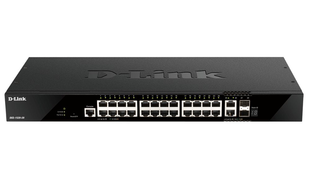 D-Link 24 порта GE + 2 10GE порта + 2 SFP+ Smart Managed Switch