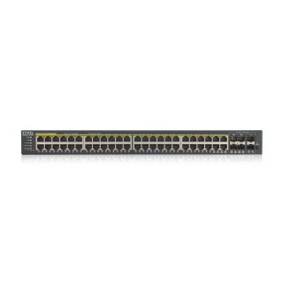 ZyXEL GS1920-48HPv2, 50 Port Smart Managed PoE Switch 44x Gigabit Copper PoE and 4x Gigabit dual pers., hybrid mode, standalone or NebulaFlex Cloud, 375 Watt PoE