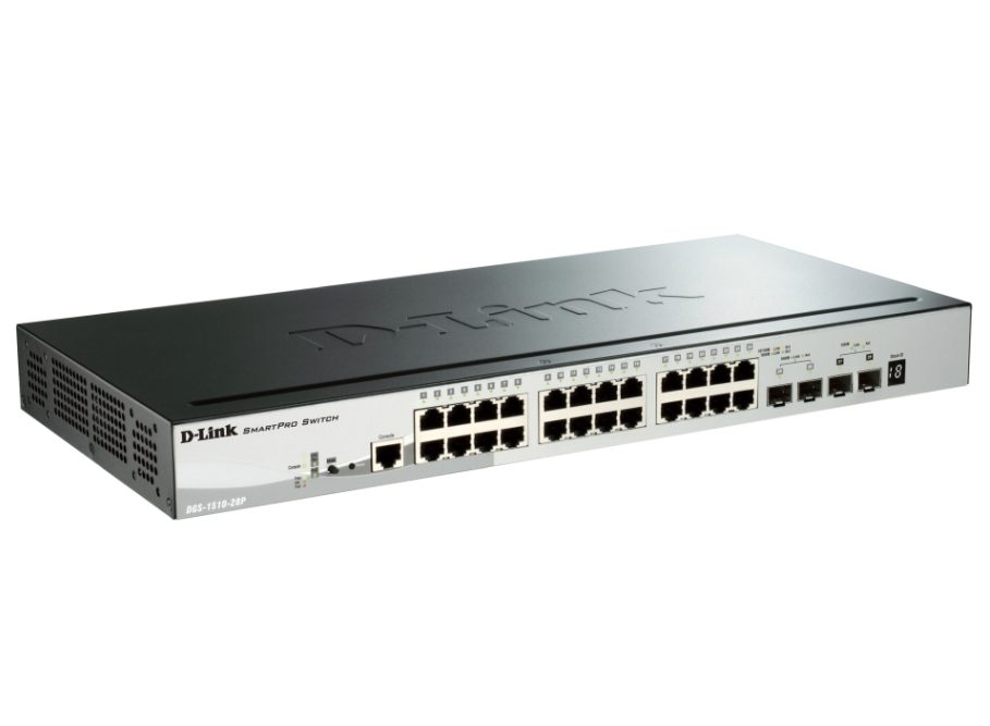 D-Link 28-Port Gigabit Stackable SmartPro PoE Switch including 2 SFP ports and 2 x 10G SFP+ ports