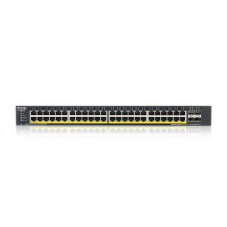 ZyXEL XGS1935-52HP, 52 портов Lite-L3 Smart Managed PoE суич, 48x Gigabit PoE и 4x 10G SFP+, хибриден режим, самостоятелен или NebulaFlex Cloud, 375 вата PoE