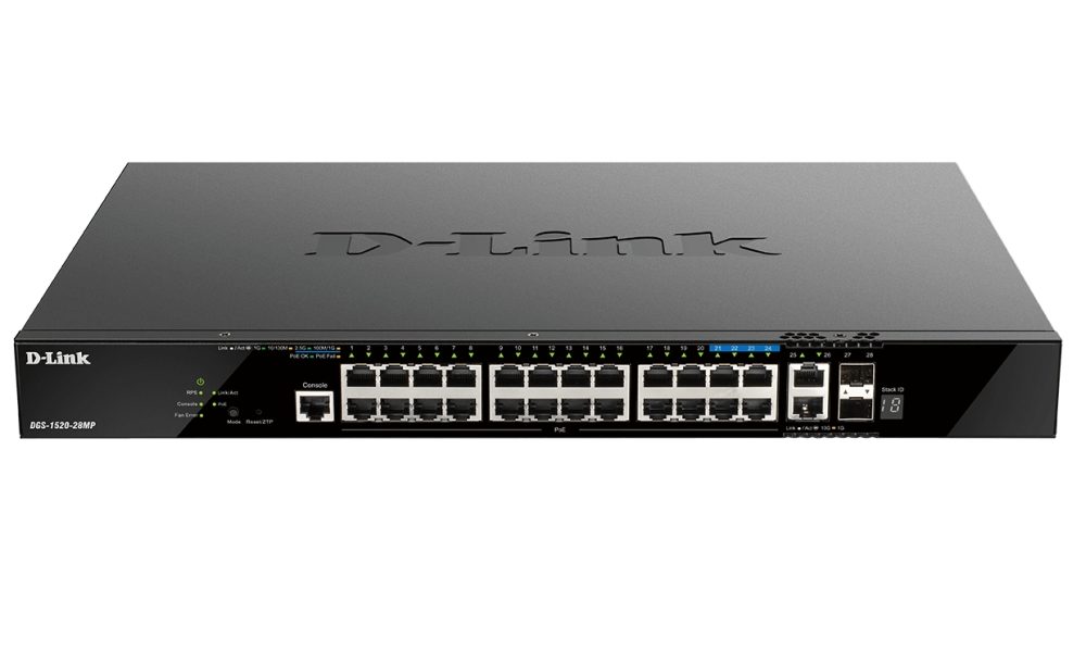 D-Link комутатор 20 порта GE PoE + 4 порта 2.5 GE PoE + 2 порта 10GE + 2 SFP+ Smart Managed