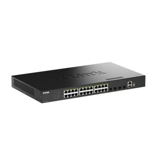 D-Link 24-Port GE PoE (30W) + 4-Port 10G SFP+ Smart Managed Switch, 370W